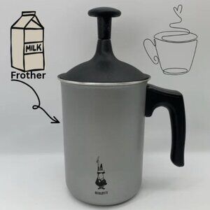 Bialetti Silver Milk Frother with Black Handle